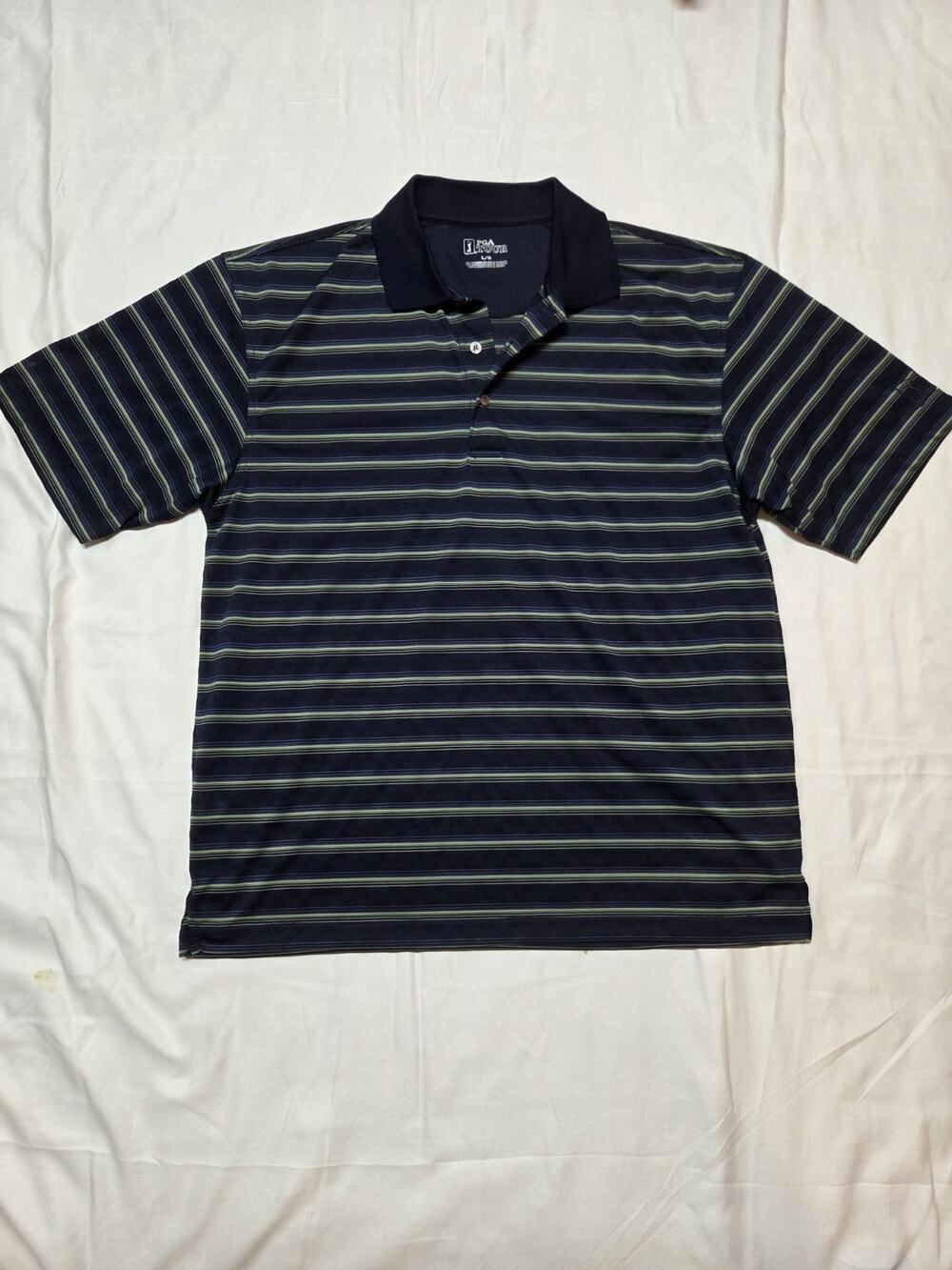 PGA Tour Pro Series Large Golf Shirt Gray/Blue Size LG Short Sleeve Golf Polo